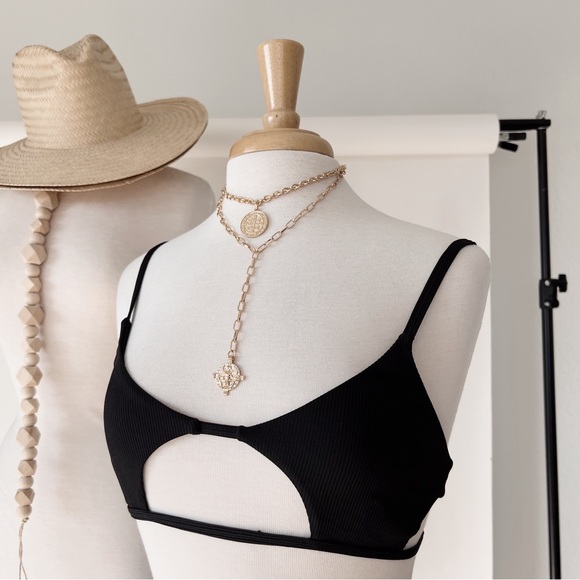 Revolt Society Other - BLACK RIBBED BIKINI TOP